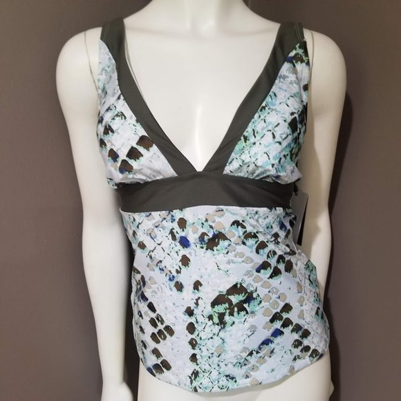 DKNY Snake Printed Tankini Top Green Blue Size Medium - Picture 2 of 10